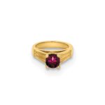 14K 3-D July Ring with Dark Pink CZ Charm - Image 5
