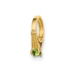 14K 3-D August Ring with Light Green Glass Stone Charm