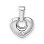14k White Gold 3D CZ Heart Pendant