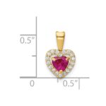 14K Polished Red and Clear CZ Halo Heart Pendant - Image 3