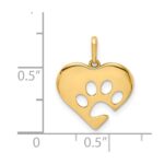 14K Polished Heart with Cut-out Paw Print Pendant - Image 3