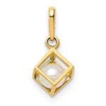 14K 3-D Freshwater Cultured Pearl in Cube Pendant - Image 3