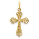 14K and White Rhodium CZ Cross Pendant - Image 4
