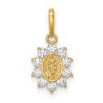 14K Small Our Lady of Guadalupe CZ Oval Pendant