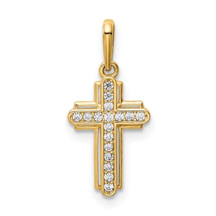 14K Cross CZ Pendant