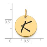 14k Polished Black Enamel Letter K Initial Disk Charm - Image 2