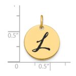 14k Polished Black Enamel Letter L Initial Disk Charm - Image 2