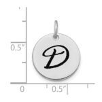 14kw Polished Black Enamel Letter D Initial Disk Charm - Image 2