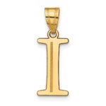14k Polished Etched Letter I Initial Pendant