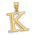 14k Polished Etched Letter K Initial Pendant