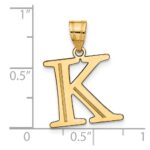 14k Polished Etched Letter K Initial Pendant - Image 4
