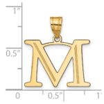 14k Polished Etched Letter M Initial Pendant - Image 4