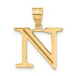 14k Polished Etched Letter N Initial Pendant