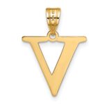 14k Polished Etched Letter V Initial Pendant - Image 3