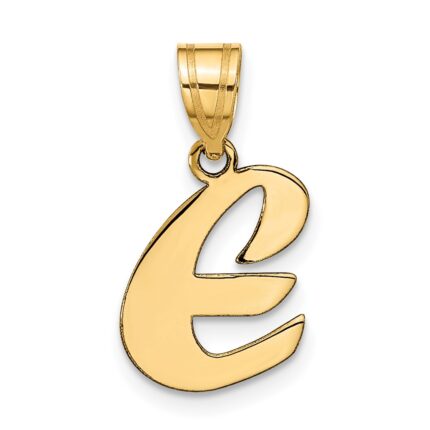 14k Polished Script Letter E Initial Pendant
