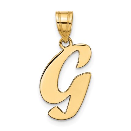 14k Polished Script Letter G Initial Pendant