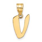 14k Polished Script Letter V Initial Pendant