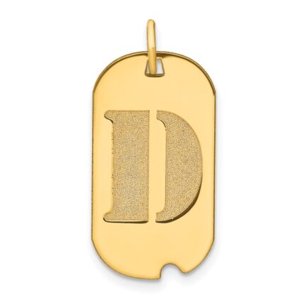 14k Polished Letter D Initial Dog Tag Pendant