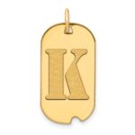 14k Polished Letter K Initial Dog Tag Pendant