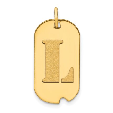 14k Polished Letter L Initial Dog Tag Pendant