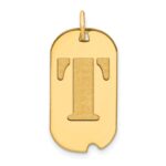 14k Polished Letter T Initial Dog Tag Pendant