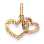 14k Two-tone CZ Two Hearts Pendant - Image 4