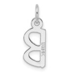 14k White Gold  Slanted Block Letter B Initial Charm - Image 3