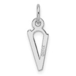 14K White Gold  Slanted Block Letter V Initial Charm - Image 3