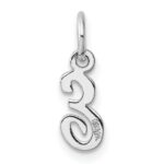 14k White Gold Small Script Letter E Initial Charm - Image 3