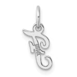 14k White Gold Small Script Letter F Initial Charm - Image 3