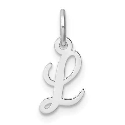 14k White Gold Small Script Letter L Initial Charm