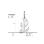 14k White Gold Small Script Letter L Initial Charm - Image 4