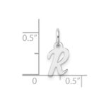 14k White Gold Small Script Letter R Initial Charm - Image 4