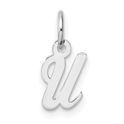 14k White Gold Small Script Letter U Initial Charm