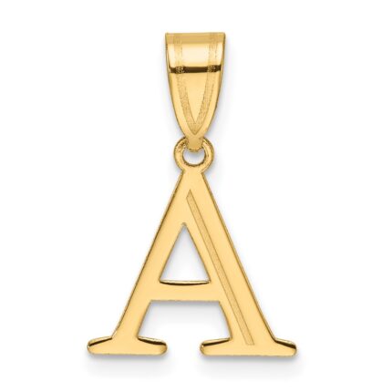 14k Polished Etched Letter A Initial Pendant
