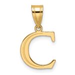 14k Polished Etched Letter C Initial Pendant
