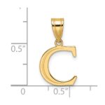 14k Polished Etched Letter C Initial Pendant - Image 4