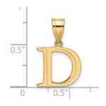 14k Polished Etched Letter D Initial Pendant - Image 4
