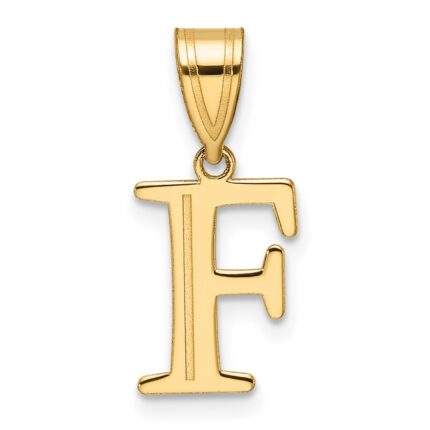 14k Polished Etched Letter F Initial Pendant