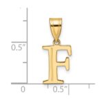 14k Polished Etched Letter F Initial Pendant - Image 4