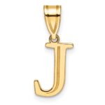 14k Polished Etched Letter J Initial Pendant
