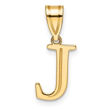 14k Polished Etched Letter J Initial Pendant