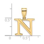 14k Polished Etched Letter N Initial Pendant - Image 4