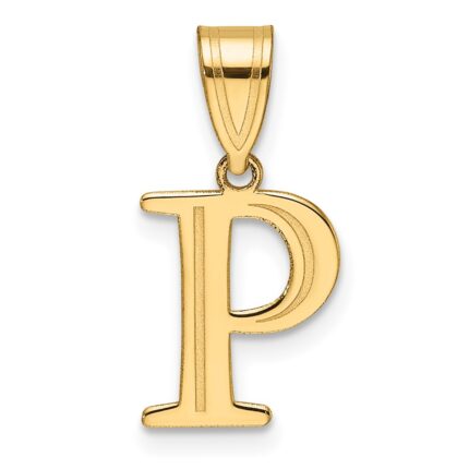 14k Polished Etched Letter P Initial Pendant