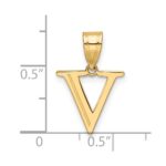 14k Polished Etched Letter V Initial Pendant - Image 4