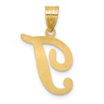 14K Script Letter T Initial Pendant - Image 3