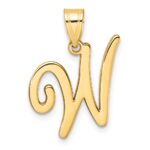14K Script Letter W Initial Pendant