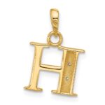 14K with Rhodium Diamond Letter H Initial Pendant - Image 3