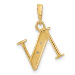 14K with Rhodium Diamond Letter N Initial Pendant - Image 3