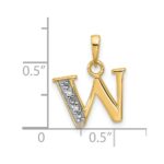 14K with Rhodium Diamond Letter W Initial Pendant - Image 4